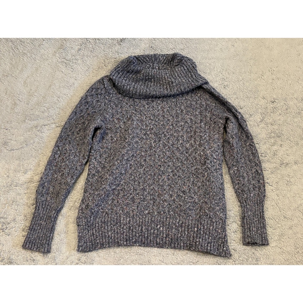 Retrology Blue Cowl Neck Sweater Womens Small Marl Knit Pullover Long Sleeve